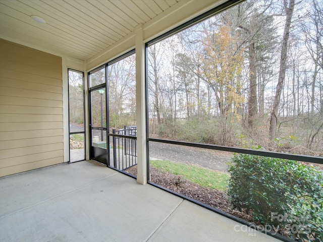 view of unfurnished sunroom