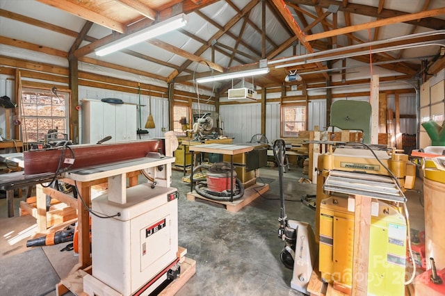 interior space with a workshop area