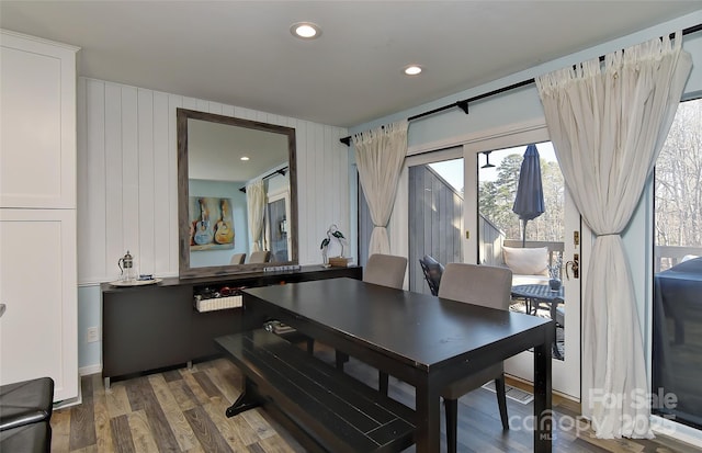 dining room featuring dark wood-type flooring