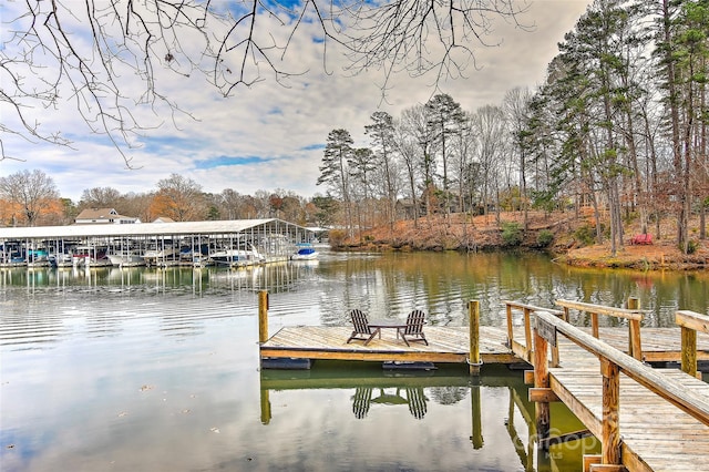 dock area featuring a water view