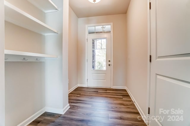 doorway featuring dark hardwood / wood-style floors