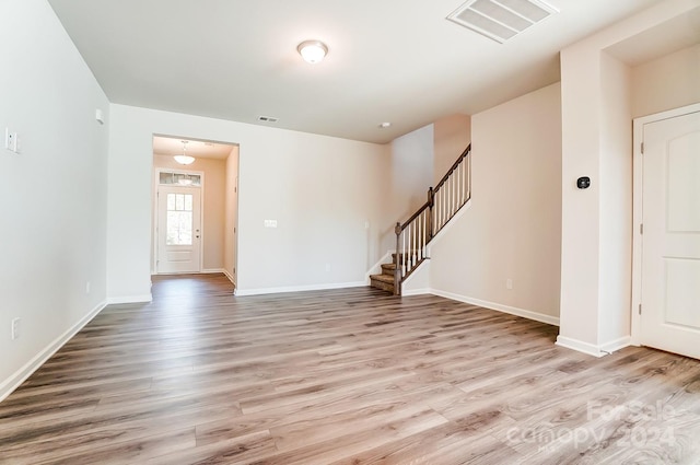 interior space with light hardwood / wood-style flooring