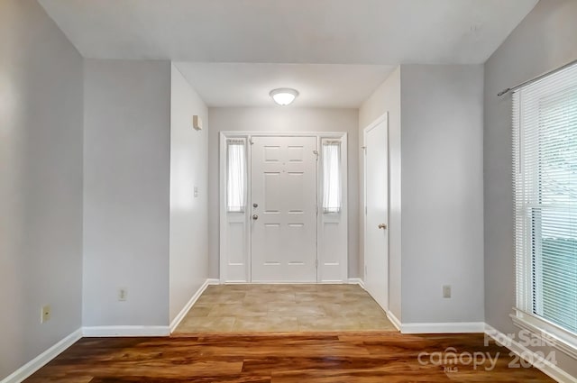 entrance foyer featuring plenty of natural light and wood-type flooring