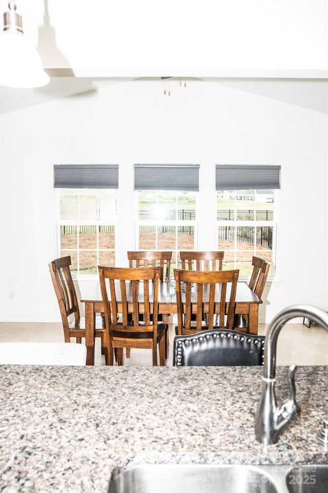 dining area featuring sink