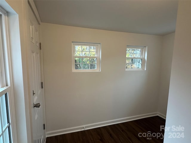 spare room with a wealth of natural light and dark hardwood / wood-style floors