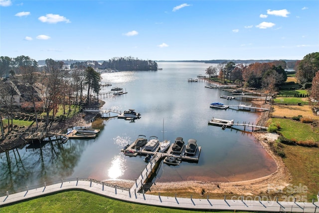 water view with a boat dock