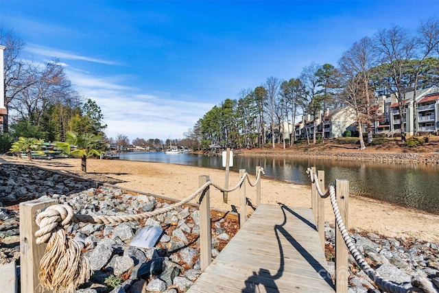 view of dock featuring a water view