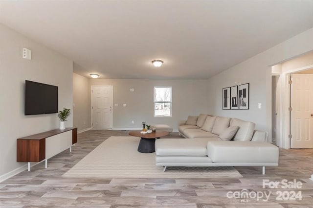 living room featuring light wood-type flooring