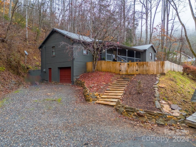 view of front of property featuring a garage