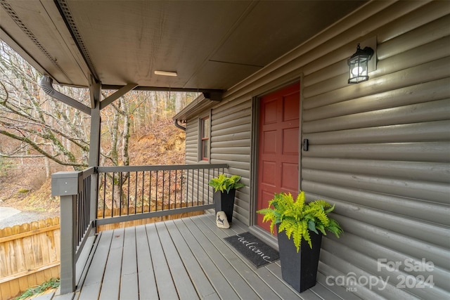 wooden terrace with covered porch