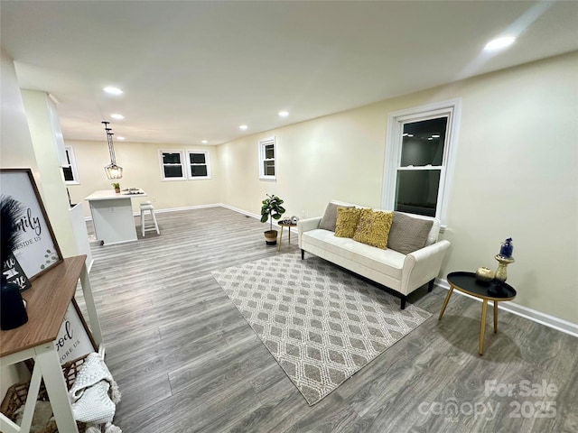 living room with hardwood / wood-style flooring