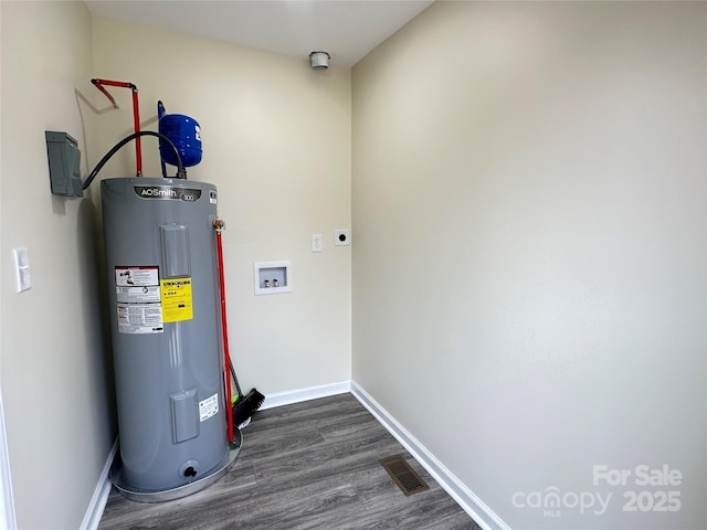 utility room with electric water heater