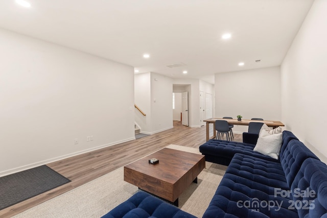 living room featuring light hardwood / wood-style floors