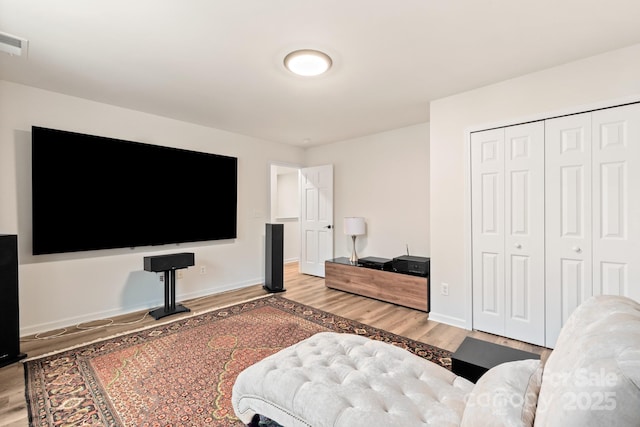 living room featuring light wood-type flooring