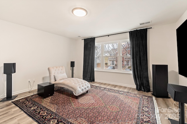 living area featuring light hardwood / wood-style flooring