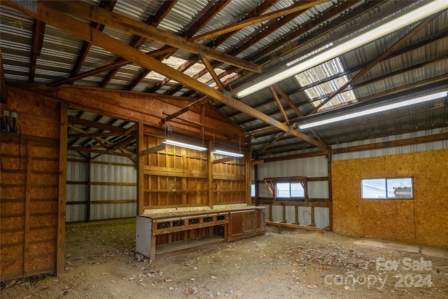 interior space featuring a workshop area