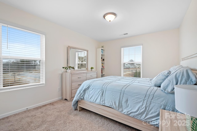 carpeted bedroom with multiple windows