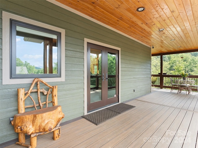 wooden deck with french doors