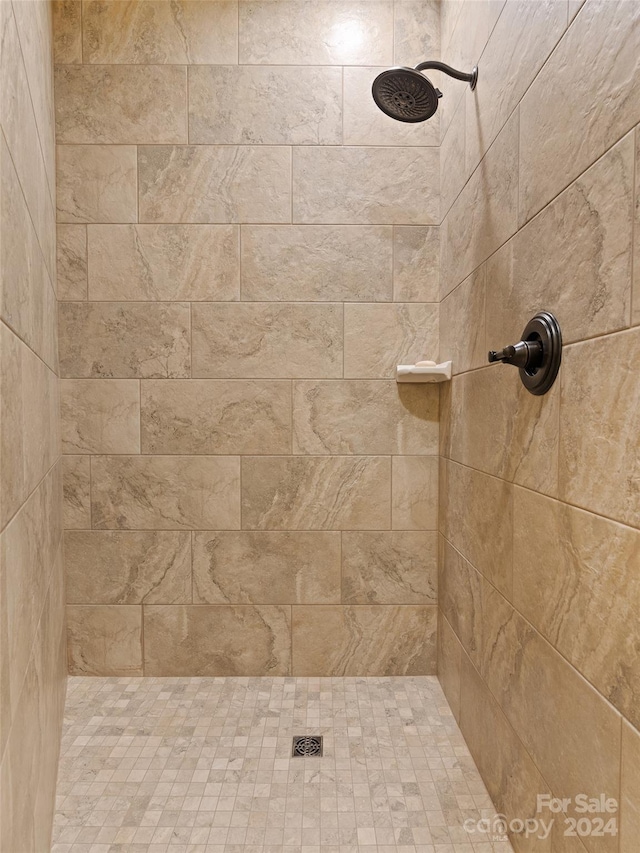 bathroom with a tile shower