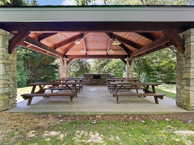 view of property's community featuring a gazebo and a patio area