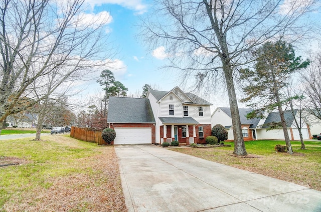 front of property featuring covered porch and a front lawn