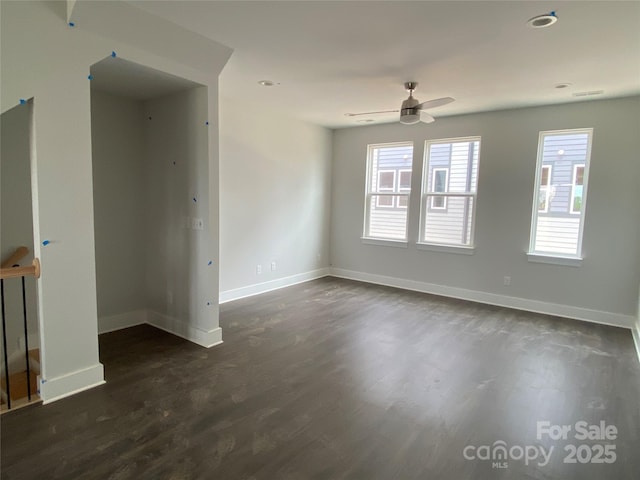 1615 Polk St Unit Eqx0208, Charlotte, NC 28206 - unfurnished room featuring dark wood-type flooring, a ceiling fan, and recessed lighting