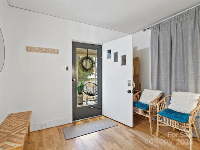 foyer entrance with wood-type flooring