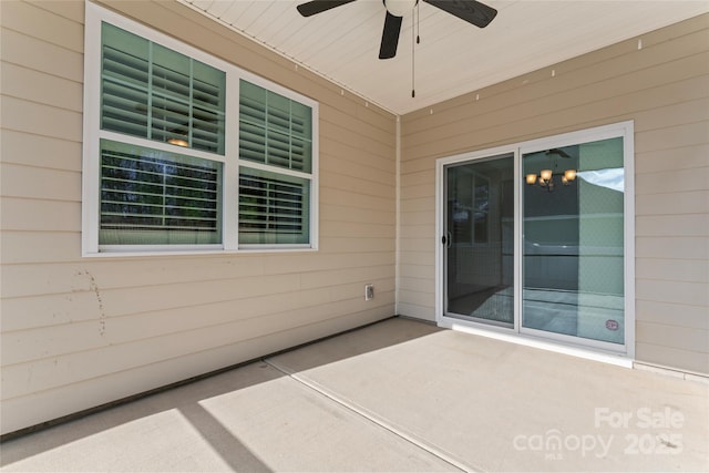 view of patio / terrace featuring ceiling fan