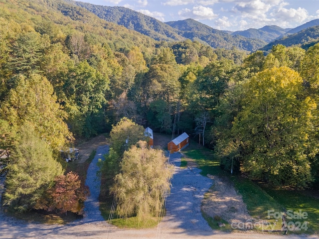 bird's eye view with a mountain view