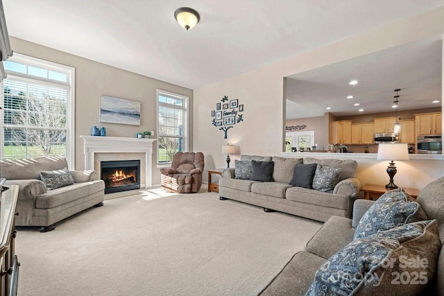 carpeted living room with plenty of natural light