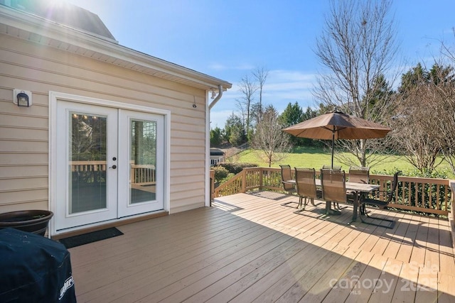 wooden deck with french doors