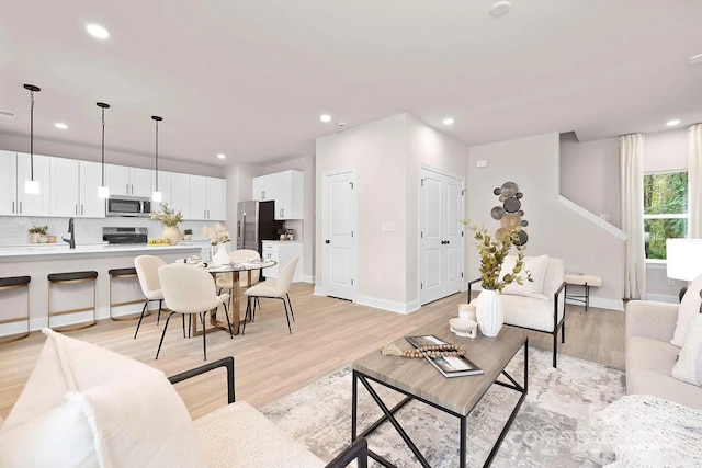 living room featuring light hardwood / wood-style floors