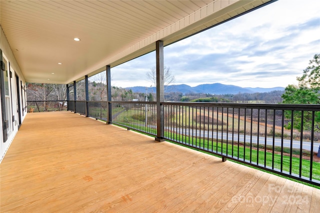 deck with a mountain view