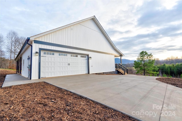 view of home's exterior with a garage