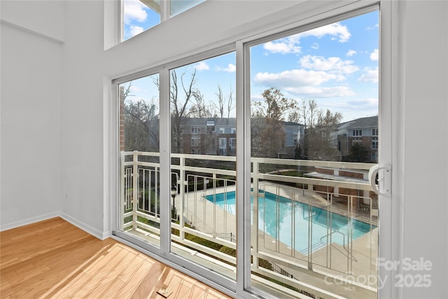 interior space with hardwood / wood-style floors