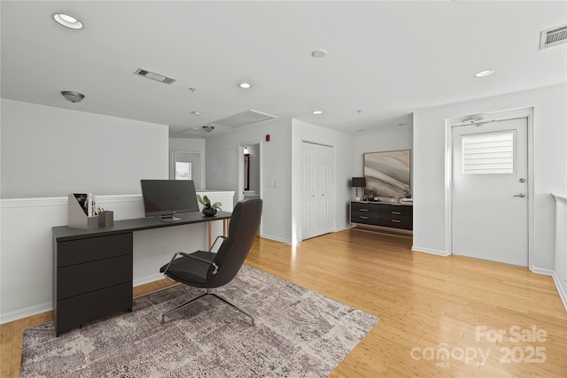 office featuring light hardwood / wood-style flooring