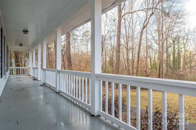 balcony featuring a porch