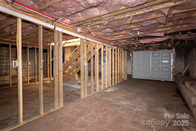 view of unfinished basement