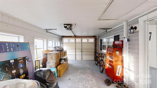 garage with a garage door opener