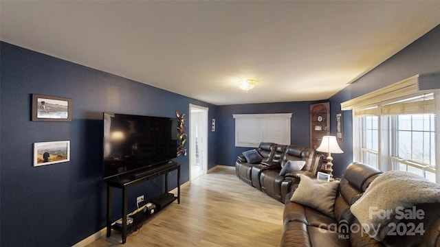 living room featuring light wood-type flooring