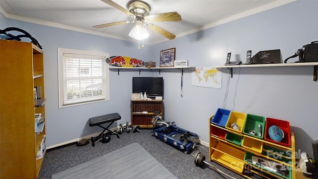 interior space featuring crown molding