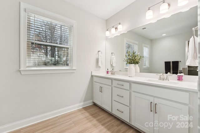 bathroom featuring hardwood / wood-style floors and vanity