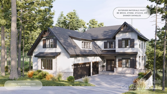 view of front facade featuring french doors and a garage