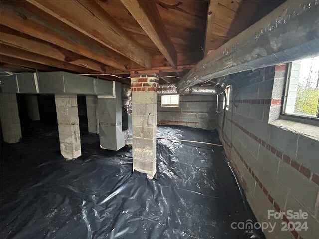 basement with heating unit