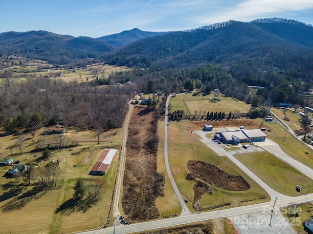 bird's eye view with a mountain view and a rural view