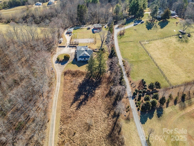 drone / aerial view featuring a rural view