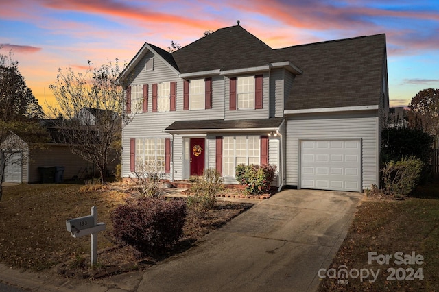 view of property with a garage