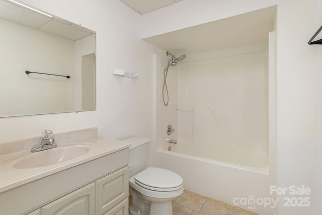 full bathroom featuring tile patterned floors, vanity, toilet, and bathing tub / shower combination