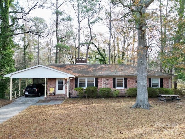 ranch-style house with a carport