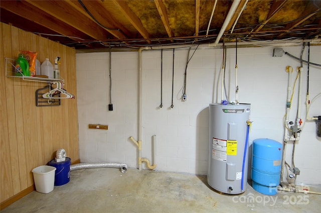 basement featuring water heater